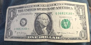 BACKWARD Birthday Anniversary Star Note 2017. 1 Dollar June 19, 1860. G06819160 - Picture 1 of 2