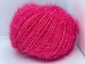 Pink Sparkle Soft 68317 Ice Yarns Metallic Lurex Nylon Eyelash Yarn 50g 153y - Picture 1 of 7