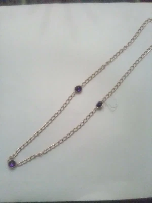  47» длинное звено цепочка ожерелье w/фиолетовый камень кабахон - Изображение 1 из 4