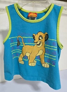 VTG 90s Disney Allison Lion King Girls Size 6 Swing Tank Top Simba Blue & Green - Picture 1 of 14