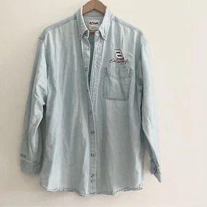 Chase Authentics VTG NASCAR Dale Earnhardt Jr 8 Denim Button Up Chambray Shirt L - Picture 1 of 10