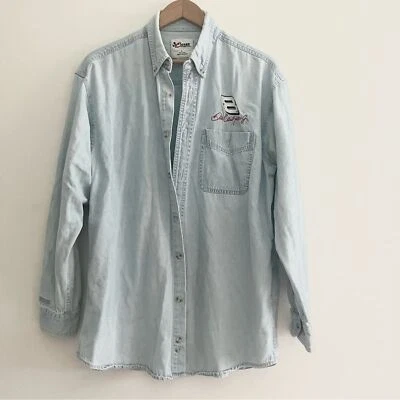 Chase Authentics VTG NASCAR Dale Earnhardt Jr 8 Denim Button Up Chambray Shirt L - Image 1 of 4