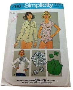 Simplicity Sewing Pattern 7681 Misses Bodysuits Dickeys 1970s Vintage 16 Uncut - Picture 1 of 8