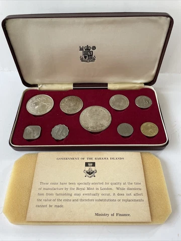1966 ELIZABETH II BAHAMA ISLAND ROYAL MINT SET OF 9 COINS Cover