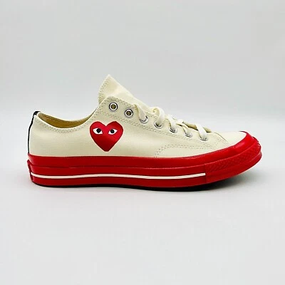 Converse Chuck Taylor All Star 70 Ox Comme des Garcons PLAY Egret Red Midsole - Immagine 1 di 4