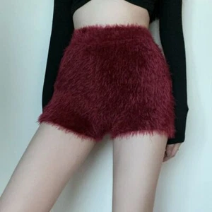 Women Faux Mohair Shorts Fluffy Furry High Waist Soft Hot Pant Party Club Casual - Picture 1 of 18