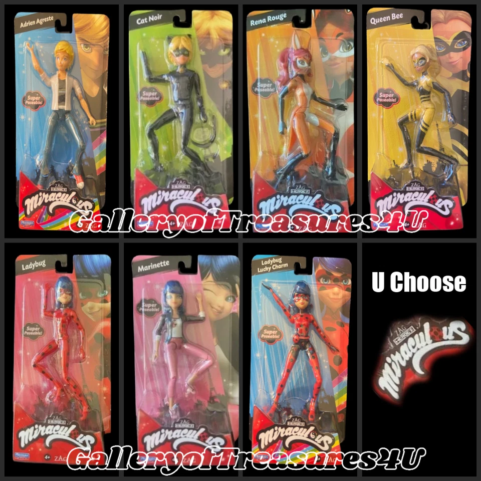1 Miraculous 5 英寸娃娃 Ladbug Charm Marinette Adrien Cat Noir Queen Bee Rena Rouge — 第 1/1 张图片
