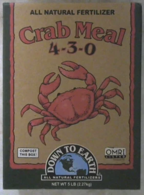 Mezcla de fertilizante orgánico para harina de cangrejo Down to Earth 4-3-0, 5 lb Foto 1 de 2