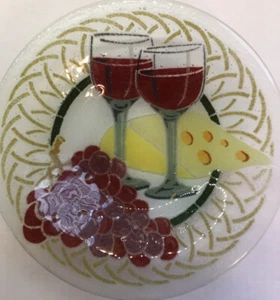 Peggy Karr Vidrio Fundido 8.5” Plato Redondo Tazón Uvas de Vino Queso - Imagen 1 de 4