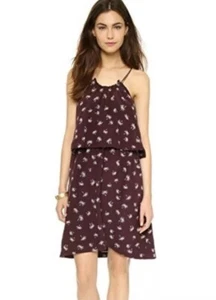 Madewell Overlay Burgunderrot Seide Palmen Kleid Größe 10 Neu mit Etikett - Bild 1 von 12