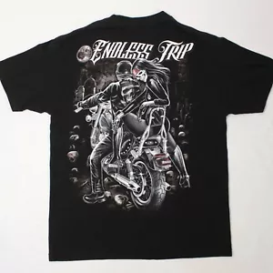 De Colección Años 90 Hanes Motociclista Negra Gráfica Camiseta Talla L Doble Cara Rara - Imagen 1 de 5