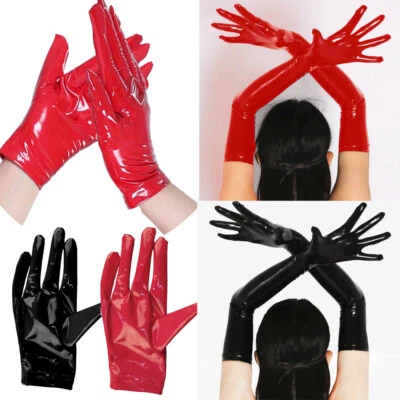 Sexy Guantes Largos/Cortos de Cuero PVC para Mujer Halloween Juegos con disfraces Accesorios Mitones Foto 1 de 4