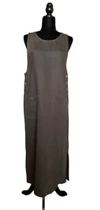 NWT Vintage Erika Studios Green Midi Sleeves Jumper Dress Side Button Size M New - Picture 1 of 6