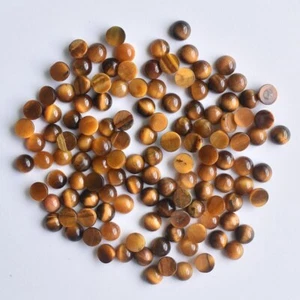 100pcs 3MM Natural Tiger Eye Stone Round Cab Cabochon for DIY Jewelry Making - Picture 1 of 4