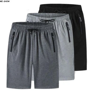 New Mens Zipper Pocket Shorts Casual Pants Elasticated Gym Jogger Jogging M-6XL - Picture 1 of 13