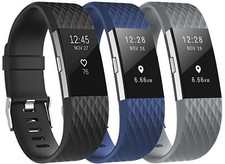 3 Pack Replacement Wristband For Fitbit Charge 2 Band Silicone Fitness Large