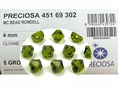 360 Cristales Checos Genuinos Preciosa, Cuentas Bicónicas 4mm Olivino, Verde Oliva Foto 1 de 4