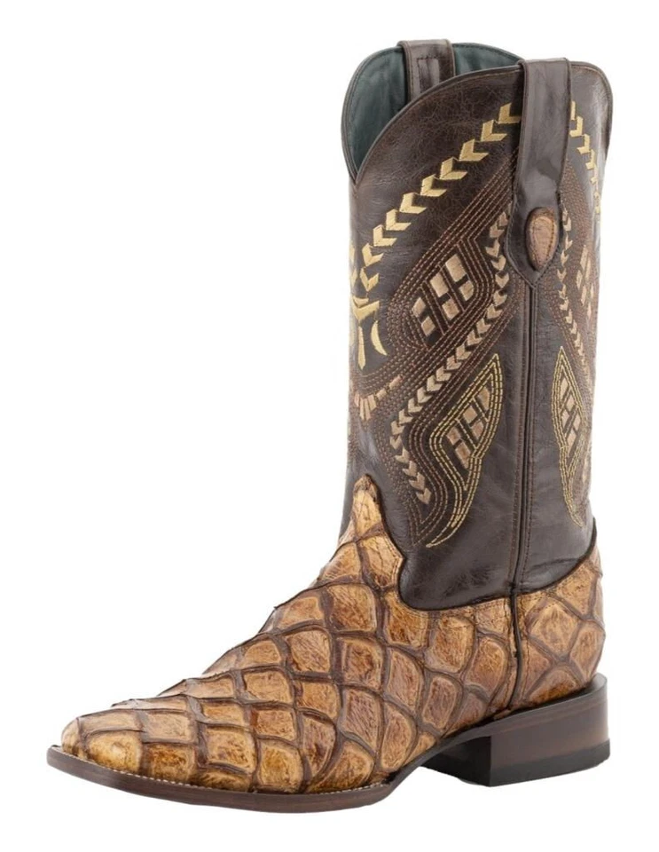 Ferrini Western Boots Mens Bronco Pirarucu Print 9 EE Cigar 43393-61