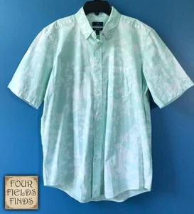 Men's George Mint Green/White Hawaiian Shirt Medium M (38-40) Cotton/Spandex - Picture 1 of 10