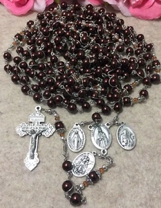 Rosario Católico 20 Décadas, Cuatro Medallas Santas, Rosario Irrompible, Hecho a Mano en EE. UU. - Imagen 1 de 10