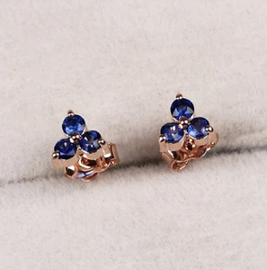 Zaffiro Blu a Mano Matrimonio Lobo Orecchini 925 Argento Gioielli Regalo Per Mom - Foto 1 di 7