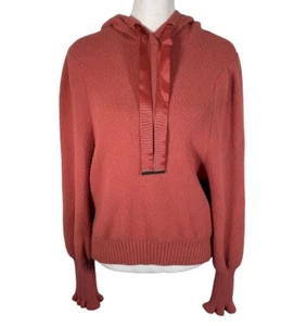 Express Fleece Hoodie Women's Medium Coral Pink Drawstring Long Sleeve Pullover - Picture 1 of 17