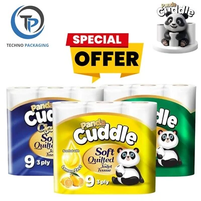 CUDDLESOFT Quilted Luxury 3ply Toilet Tissue Rolls Lemon, Aloe Vera Panda | Pack Of 45 & 90