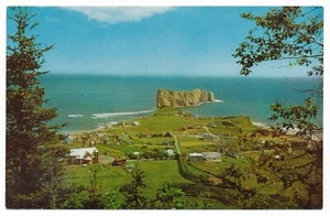 View of Perce Rock and Village of Percé Québec Gaspé Gaspe Peninsula Quebec QC - Picture 1 of 2