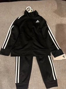 Adidas 2-piece Tracksuit boys Size 3T Black w/ White Stripes NEW - Picture 1 of 1