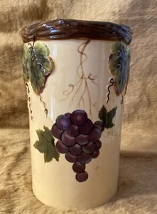 Vtg Pacific Rim Pottery Wine Cooler/Ceramic Vase Grape Vines Hand Painted Tuscan - Picture 1 of 8
