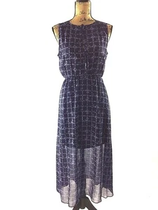 Erin Fetherston Maxi Dress 6 Navy Blue Floral Key Hole Tie Lined NWT $295 - Picture 1 of 8