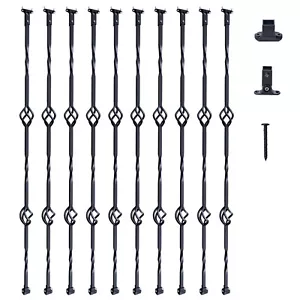 VEVOR Staircase Metal Balusters 44'' Steel Deck Spindles w/ Screw Double Baskets - Picture 1 of 12