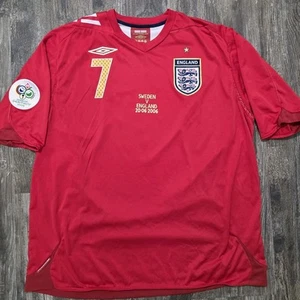 2006 Umbro England Away Soccer Jersey David Beckham Men XXL World Cup Chelsea - Picture 1 of 10