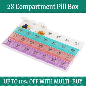 Transparent Pill Organizer Holder 7 Day Weekly Medicine Storage Box Travel Case - Picture 1 of 12
