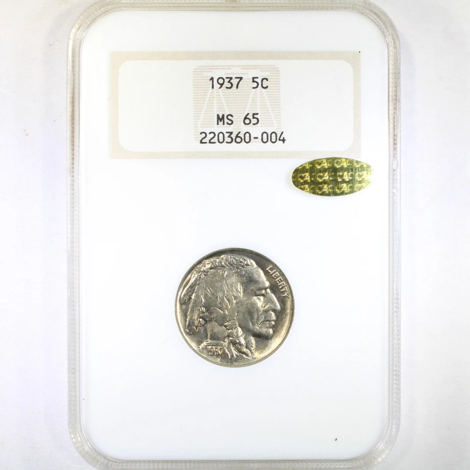 1937 5C NGC/Gold CAC MS65 - Buffalo Nickel - Image 1 of 4