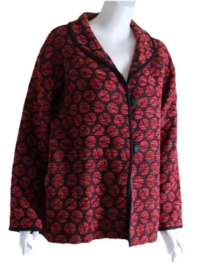 JOYCE WILKERSON OS S M L XL RED Hand Woven OPART Fiber Artist Jacket Coat — 第 1/4 张图片