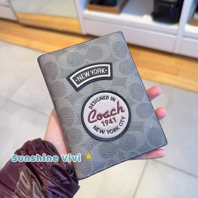 NWT Coach Passport Card Case Signature Canvas With Patches Gunmetal/Grey CCF34 - Image 1 of 4