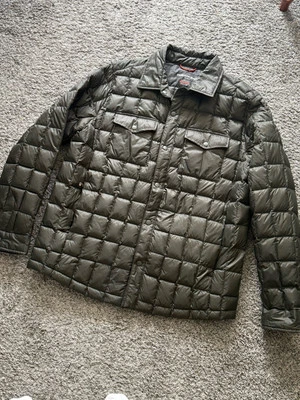HAWKE&CO MEN  size L DOWN  jacket Coat parka  winter Quilted Olive Gray - Image 1 of 4
