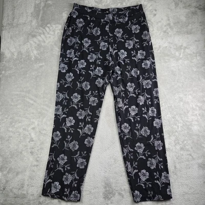 Pantalones Style & Co para mujer grandes 32x31 negros florales cintura elástica pierna ancha ajustada Foto 1 de 4
