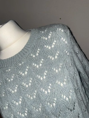 GORGEOUS SEASALT HEATHER PATH OPEN KNIT JUMPER BLUE / GREEN BARELY WORN 14 RARE  - Image 1 of 4