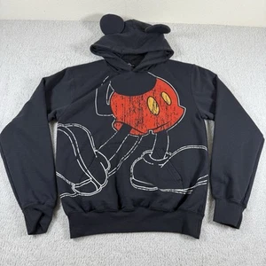 Disney Parks Mickey Mouse Hoodie Mens Small Black Pullover Ears Sweatshirt - Picture 1 of 4