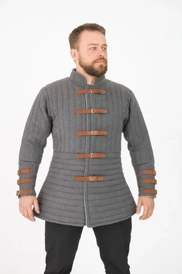Medieval Gambeson Dark Gray with full sleeves for Renfaire Easter - Image 1 of 3