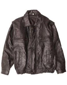 VINTAGE Mens Leather Jacket UK 36 Small Black Patchwork Leather CN01 - Picture 1 of 5