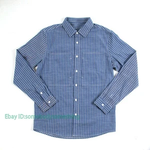 Camisas clásicas de algodón con botones informales vintage de manga larga a rayas para hombre - Imagen 1 de 14