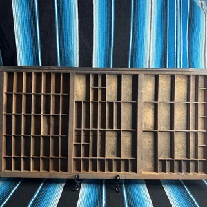 Wood Printers Drawer Letterpress Type Set Case Shadow Box 32 1/4" x 16 3/4" - Picture 1 of 15