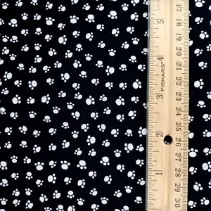 Paw Prints Cotton Fabric B&W Puppy Dog/Cat Craft Quilt Small Print 41 x 1Yd - Picture 1 of 6