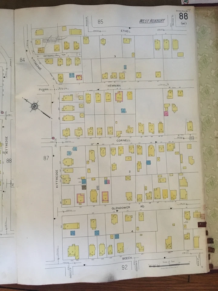 Boston Roslindale Glendower Road Atlas 1928 mapa placa 88 y 89 Foto 1 de 3
