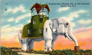 ELEPHANT HOTEL Margate City ATLANTIC CITY, Nueva Jersey NJ lino - Postal - Imagen 1 de 2