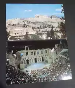 GRECIA 2 POSTALES VÍAS AÉREAS OLÍMPICAS: VISTA DE LA ACRÓPOLIS, TEATRO DE HERODO ÁTICO - Imagen 1 de 3