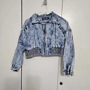 Thrill Acid Washed Distressed Jean Jacket Size L - Picture 1 of 3